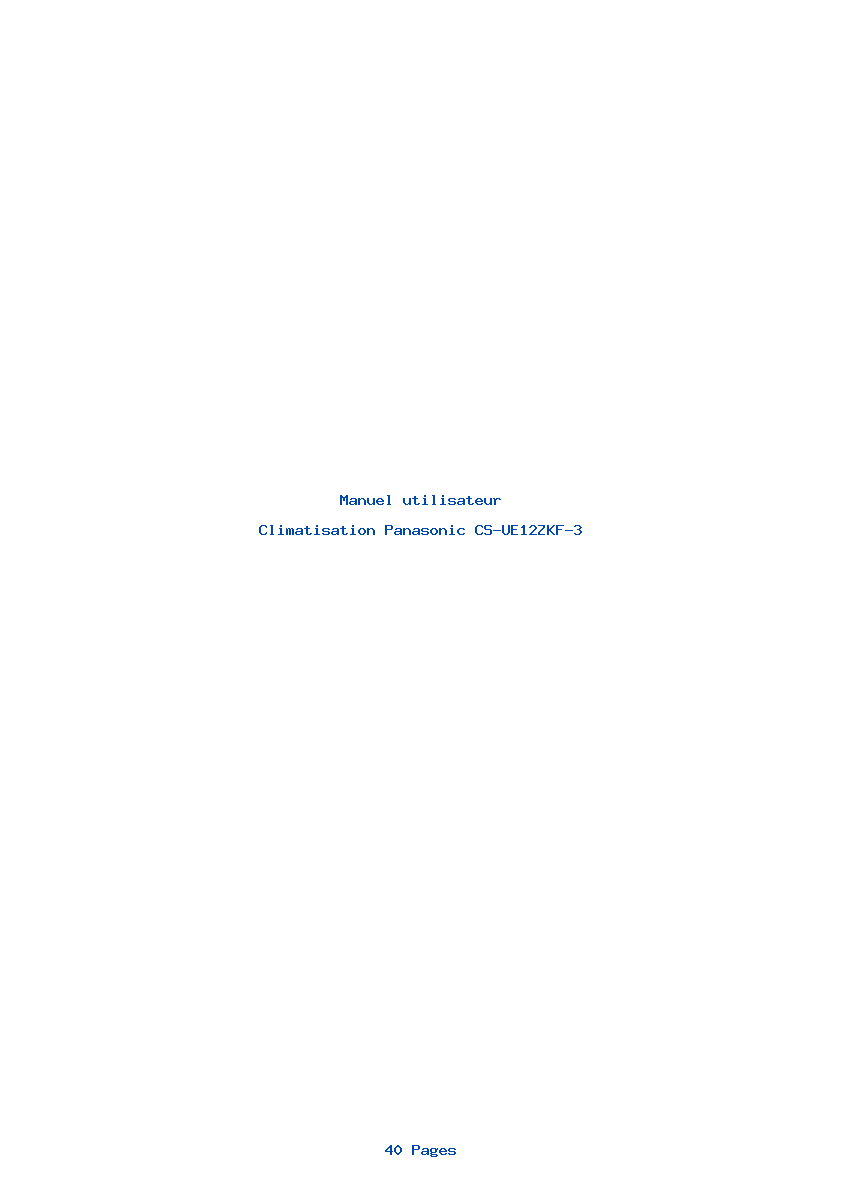 Page 1 de la notice Manuel utilisateur Panasonic CS-UE12ZKF-3
