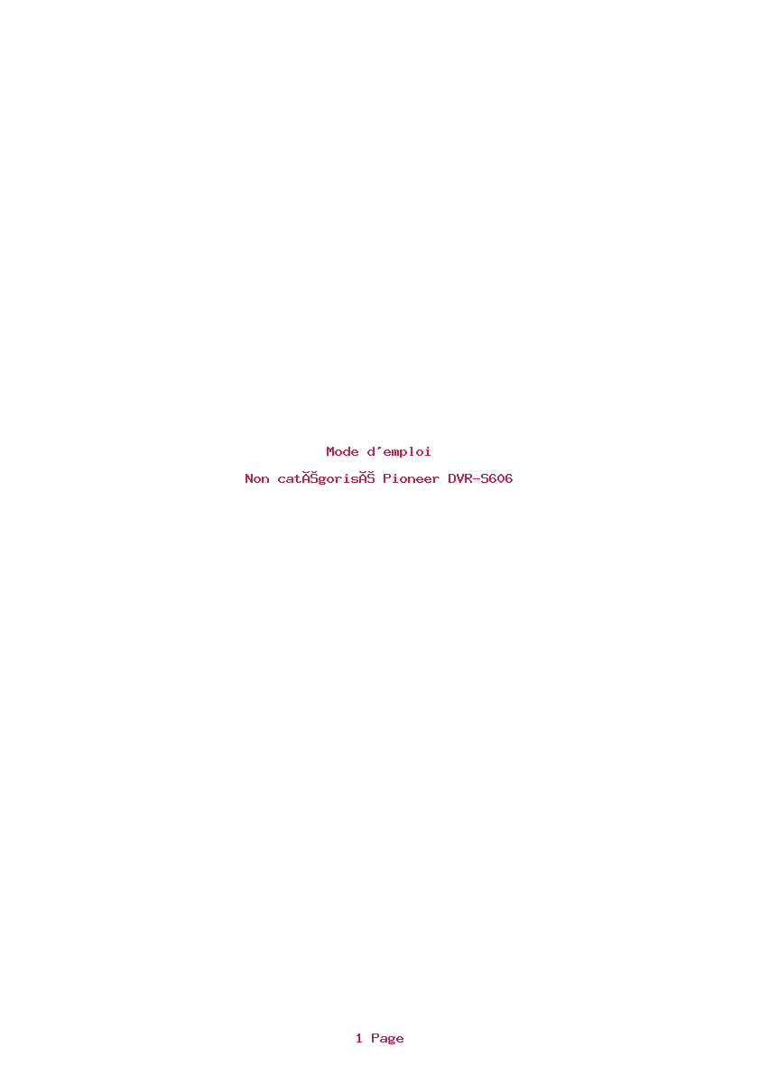 Page 1 de la notice Mode d'emploi Pioneer DVR-S606