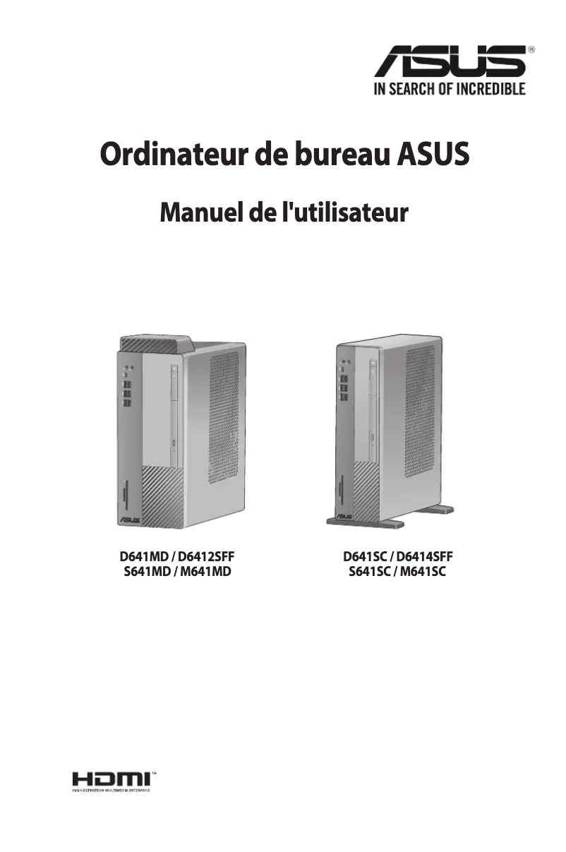Page 1 de la notice Manuel utilisateur Asus S641SC