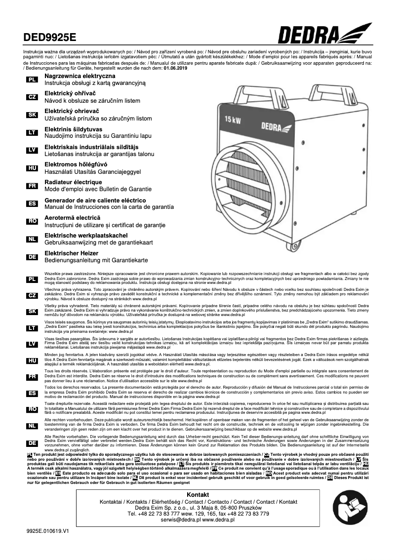 Image de la première page du manuel de l'appareil DED9925E