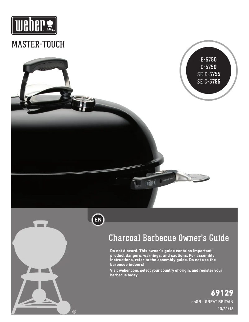Page 1 de la notice Manuel utilisateur Weber Master Touch GBS C-5750