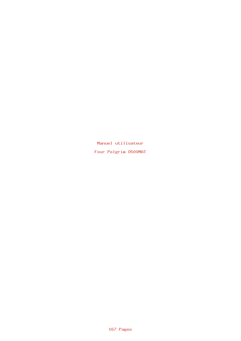 Page 1 de la notice Manuel utilisateur Pelgrim O500MAT
