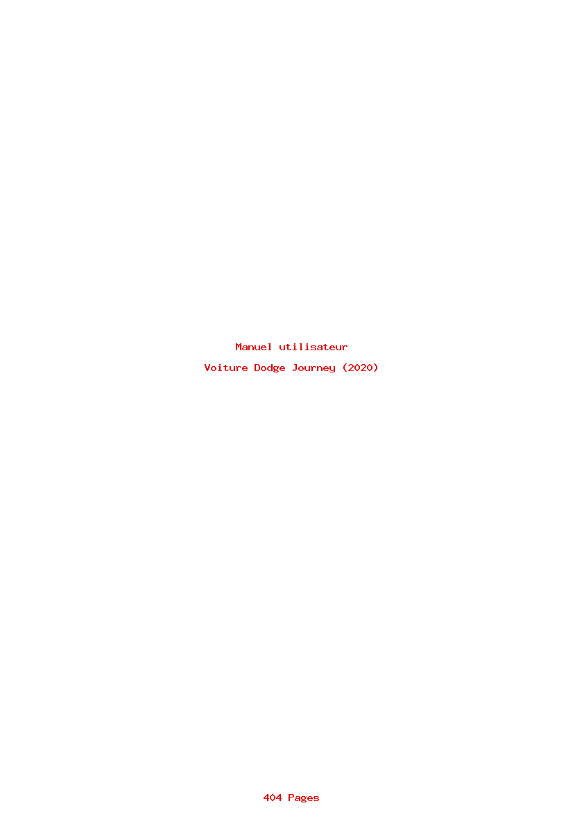 Page 1 de la notice Manuel utilisateur Dodge Journey (2020)
