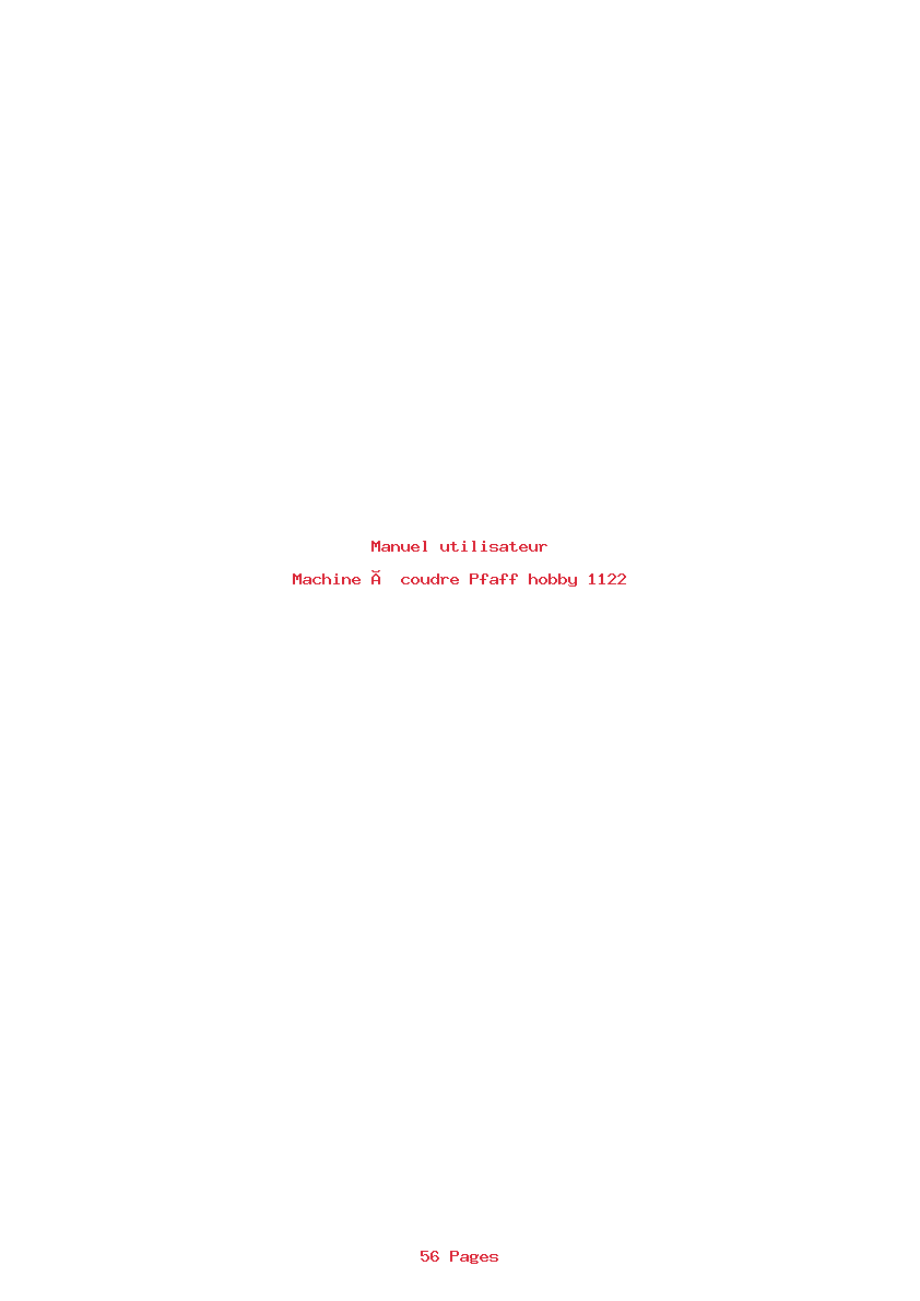 Page 1 de la notice Manuel utilisateur Pfaff hobby 1122