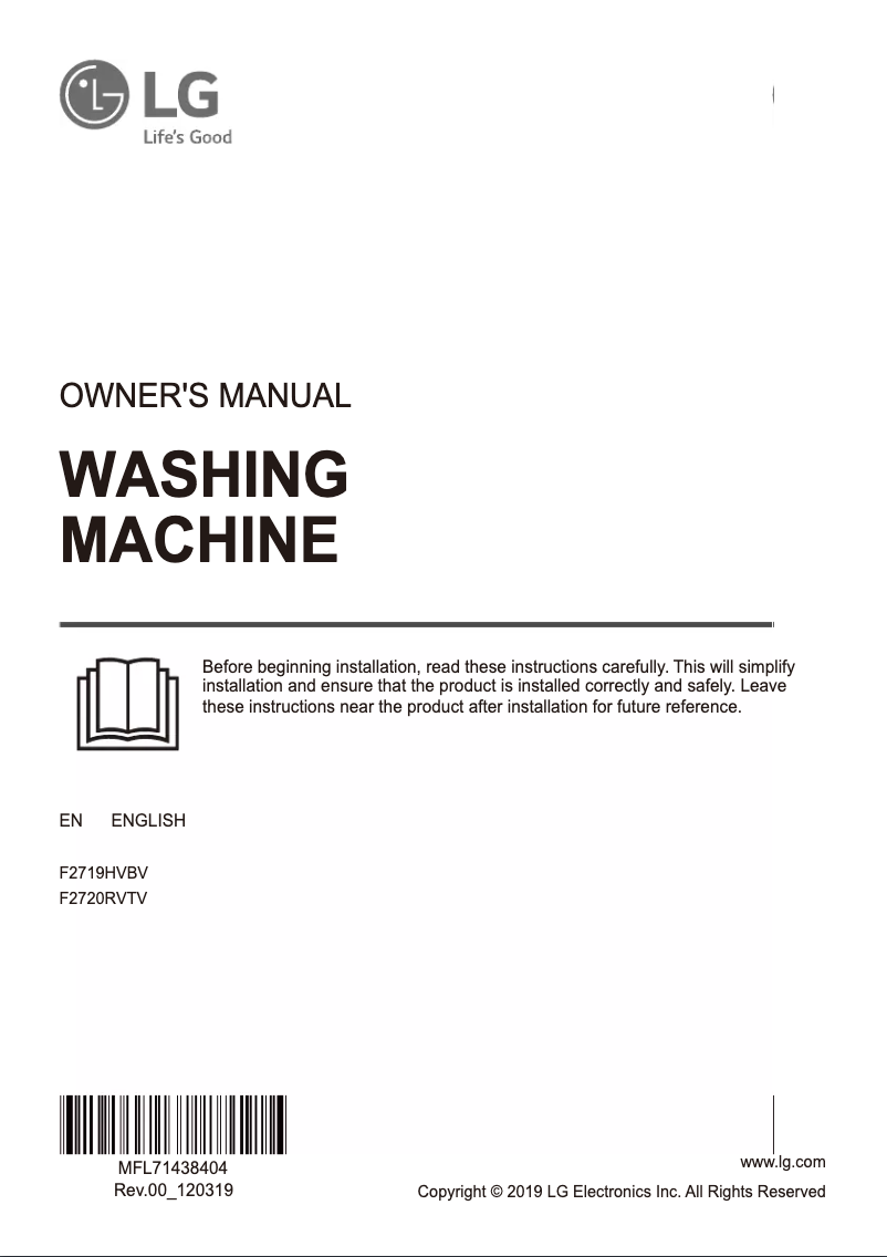 Page 1 de la notice Manuel utilisateur LG F2719HVBV