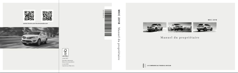 Page 1 de la notice Manuel utilisateur Lincoln MKC (2018)