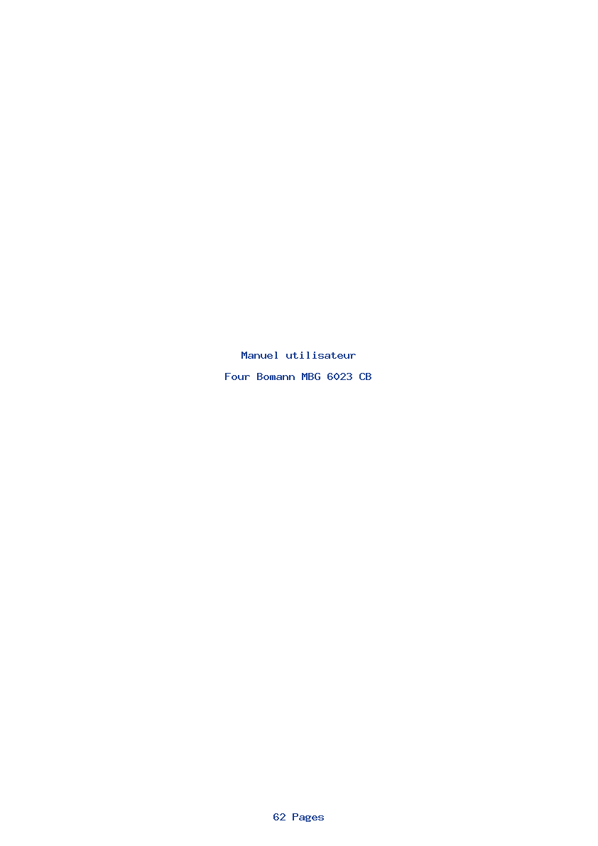 Page 1 de la notice Manuel utilisateur Bomann MBG 6023 CB