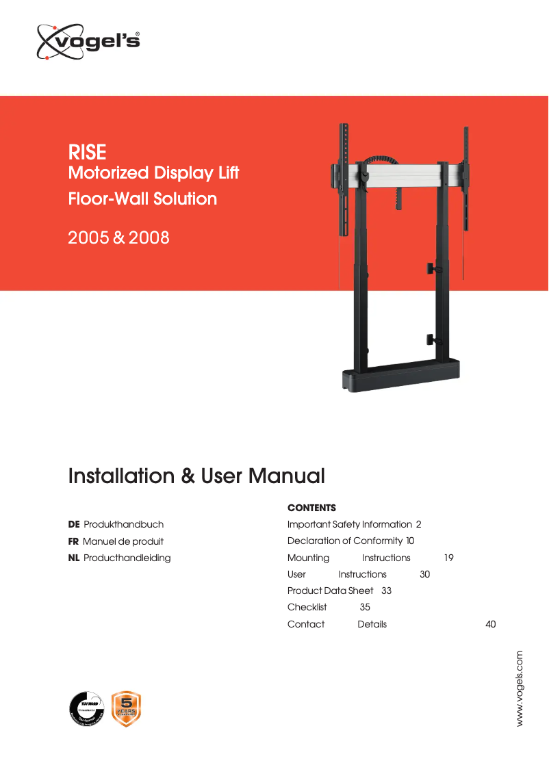 Page 1 de la notice Manuel utilisateur Optoma RISE 2008