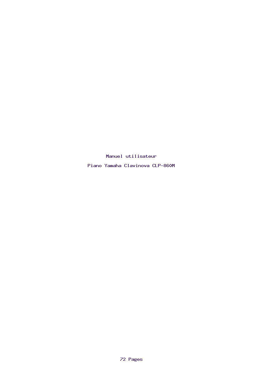 Page 1 de la notice Manuel utilisateur Yamaha Clavinova CLP-860M