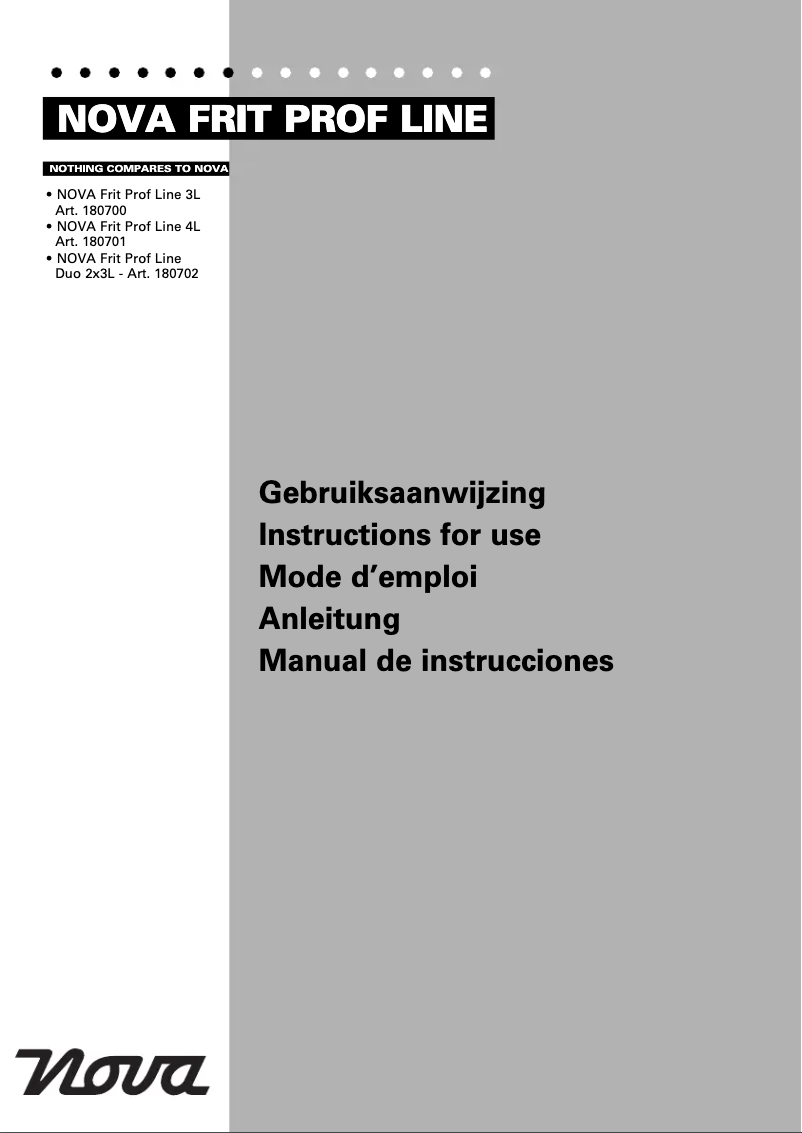 Page 1 de la notice Manuel utilisateur Nova Frit Prof Line