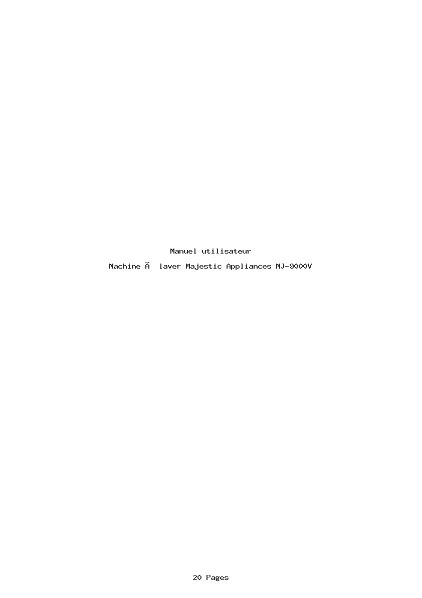 Page 1 de la notice Manuel utilisateur Majestic Appliances MJ-9000V