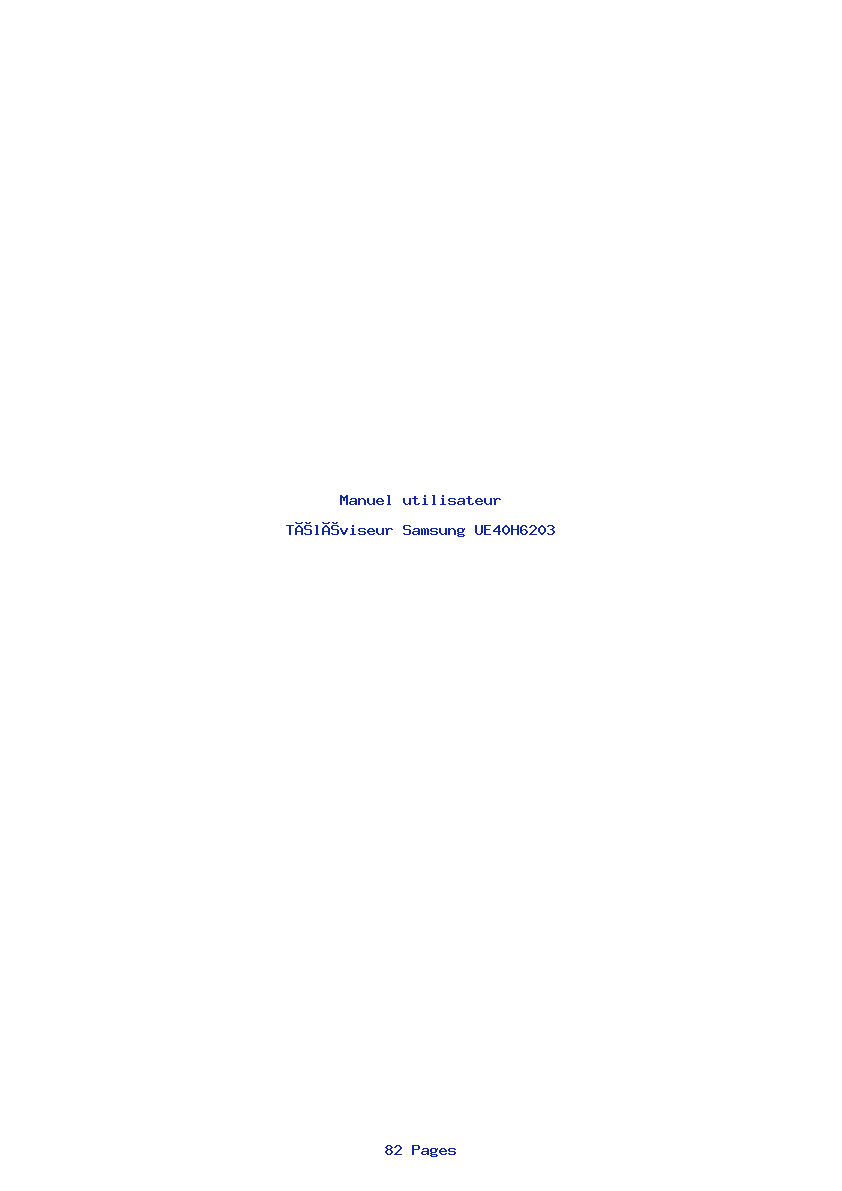 Page 1 de la notice Manuel utilisateur Samsung UE40H6203