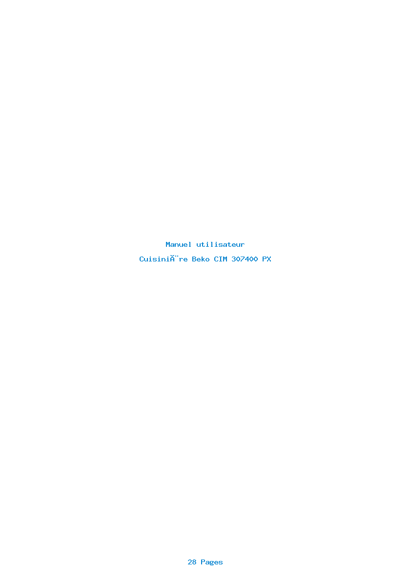 Page 1 de la notice Manuel utilisateur Beko CIM 307400 PX