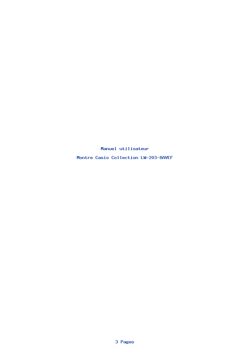 Page 1 de la notice Manuel utilisateur Casio Collection LW-203-8AVEF