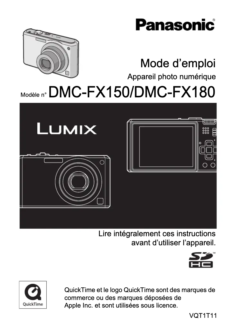 Page 1 de la notice Manuel utilisateur Panasonic Lumix DMC-FX180
