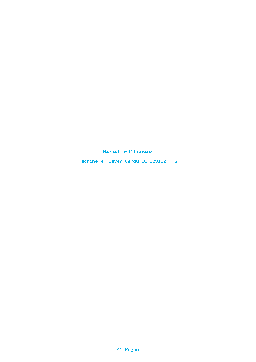 Page 1 de la notice Manuel utilisateur Candy GC 1291D2 - S