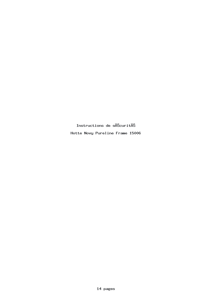 Page 1 de la notice Instructions de sécurité Novy Pureline Frame 15006
