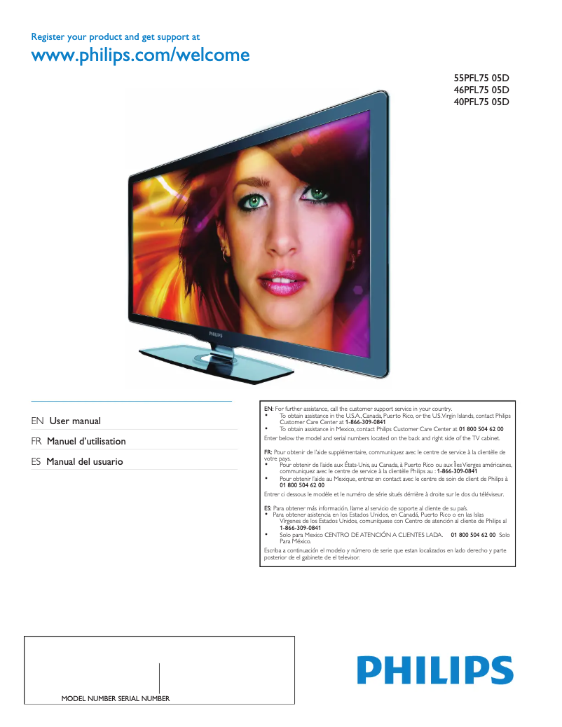 Página 1 del manual Manual de usuario Philips 55PFL7505D