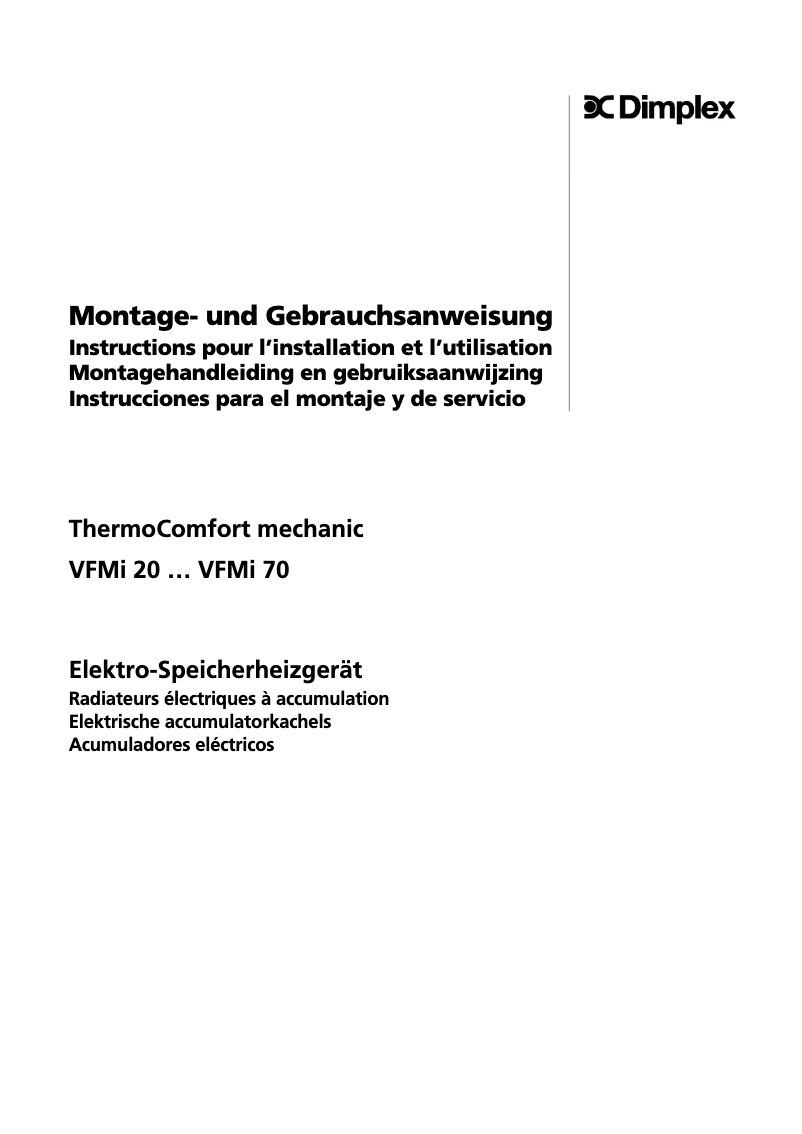 Page 1 of the manual User Manual Dimplex VFMI40