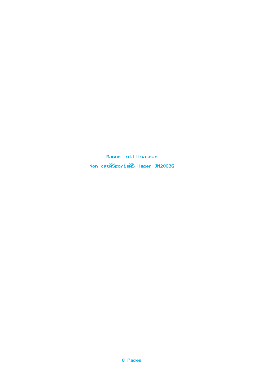 Page 1 de la notice Manuel utilisateur Hager JN206BG