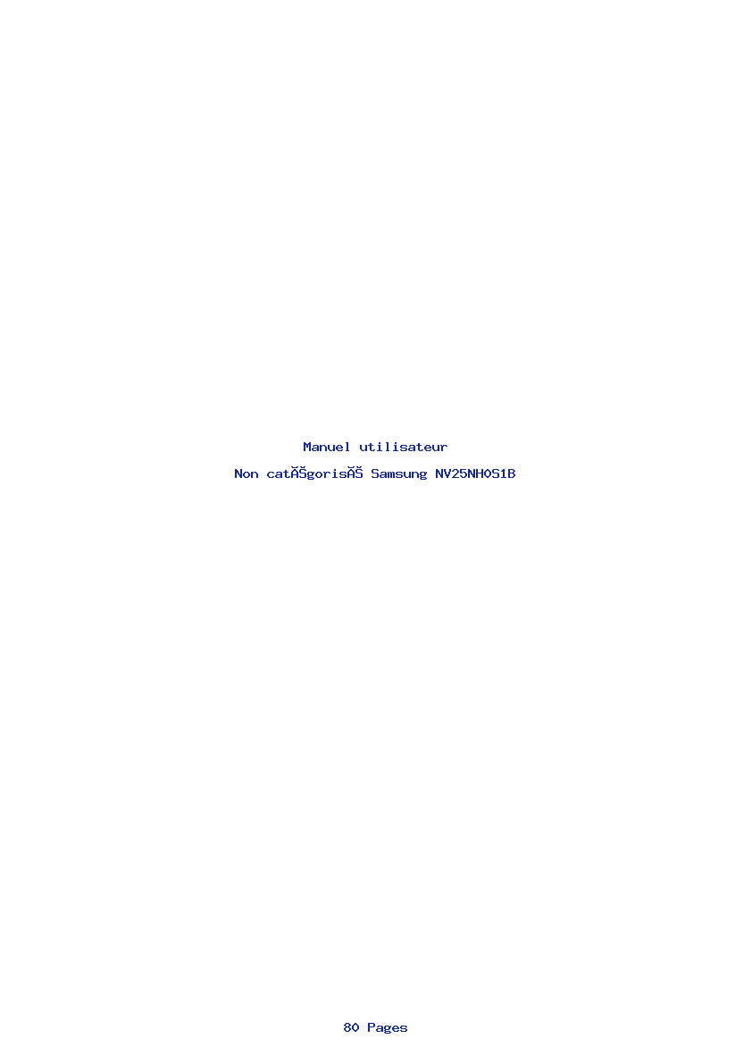 Page 1 de la notice Manuel utilisateur Samsung NV25NH0S1B