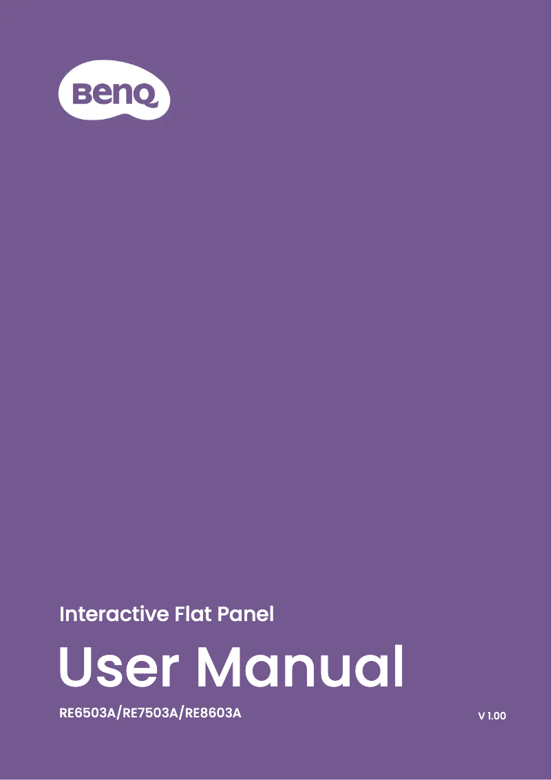 Page 1 de la notice Manuel utilisateur BenQ RE8603A