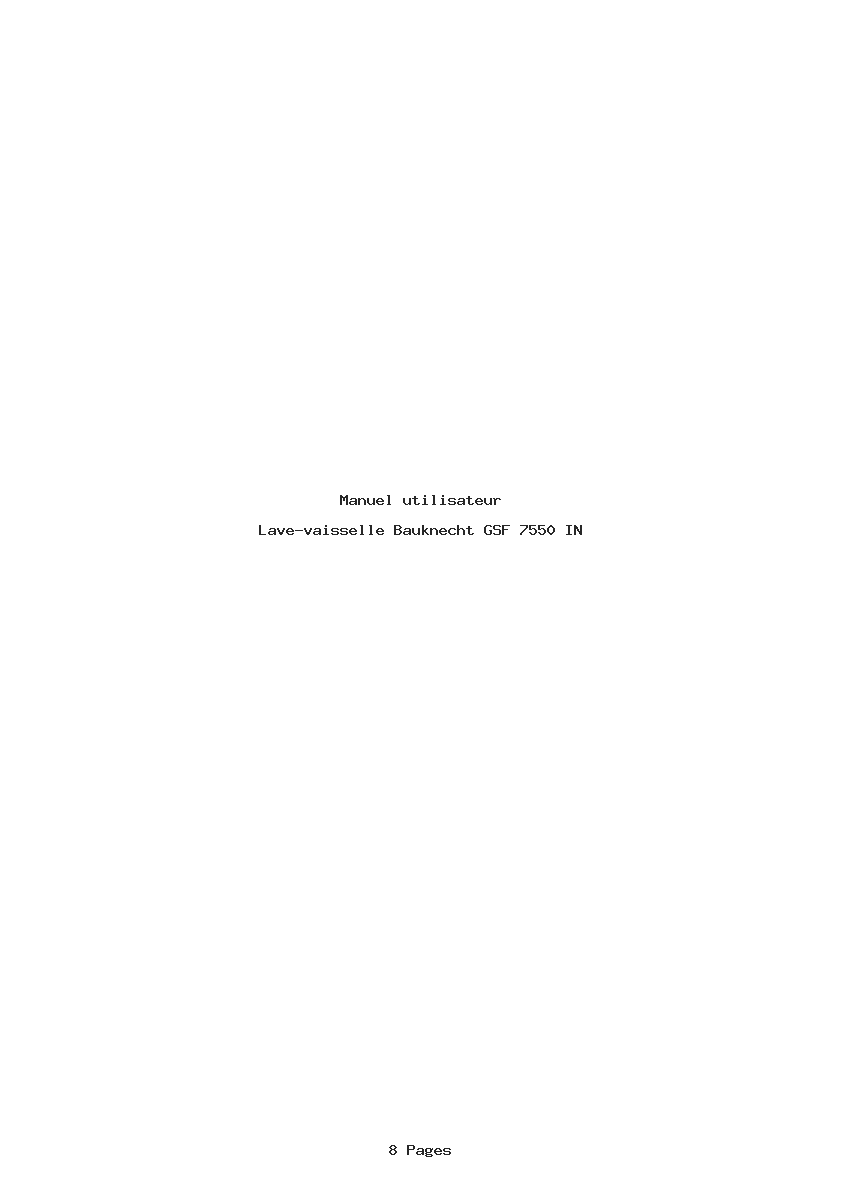 Page 1 de la notice Manuel utilisateur Bauknecht GSF 7550 IN
