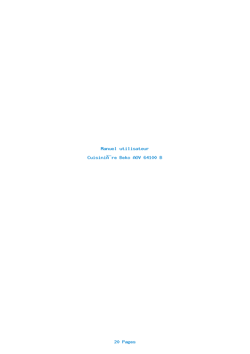 Page 1 de la notice Manuel utilisateur Beko AOV 64100 B