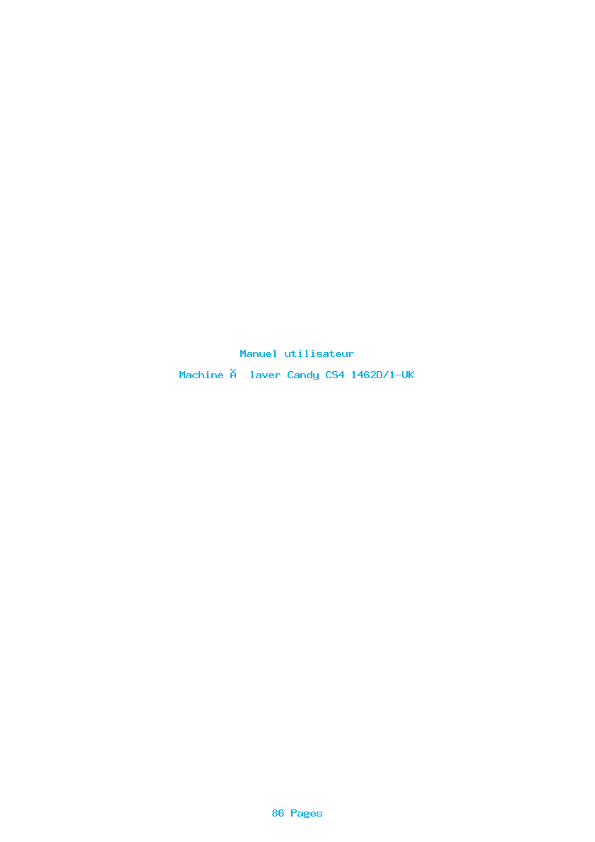 Page 1 de la notice Manuel utilisateur Candy CS4 1462D/1-UK