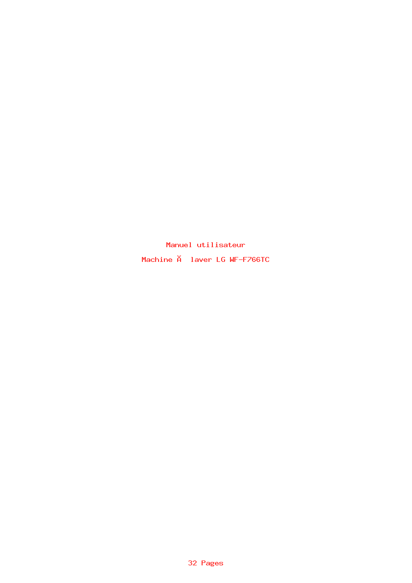 Page 1 de la notice Manuel utilisateur LG WF-F766TC