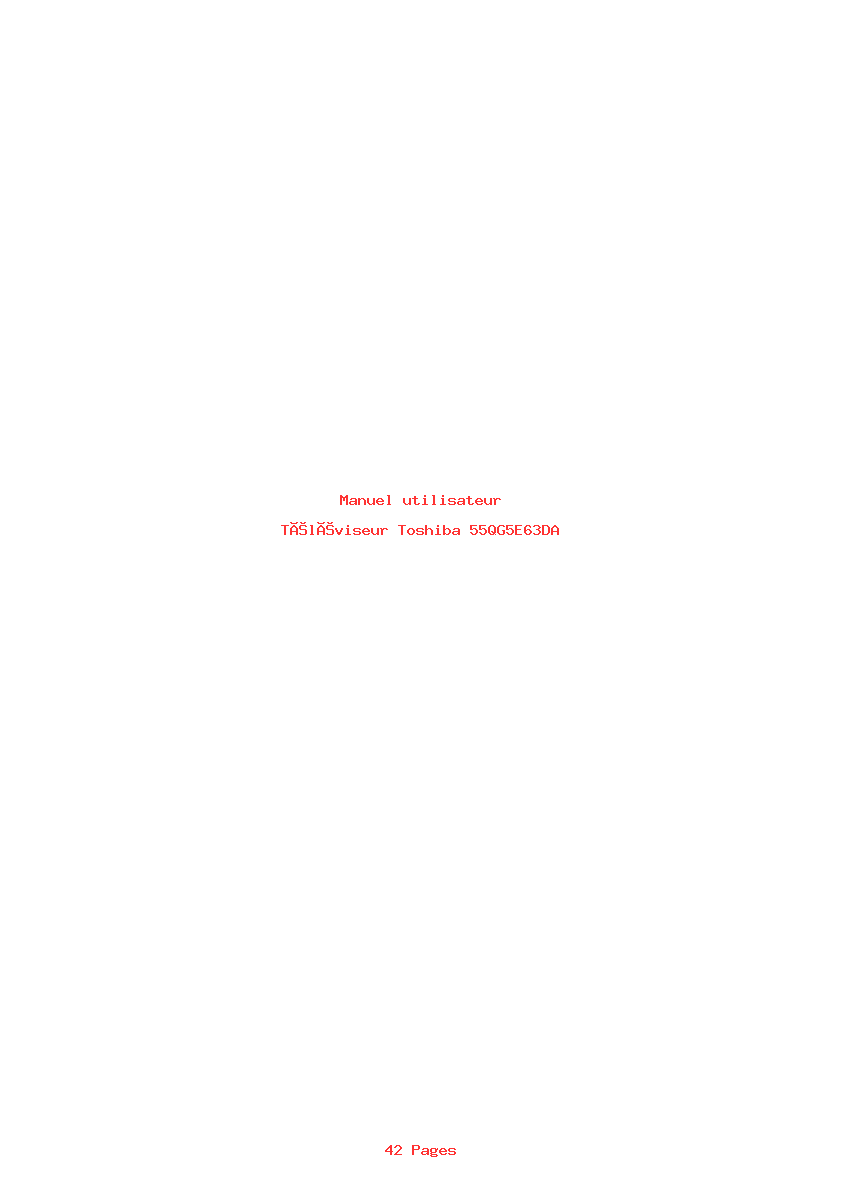 Page 1 de la notice Manuel utilisateur Toshiba 55QG5E63DA