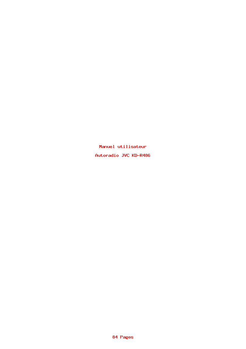 Page 1 de la notice Manuel utilisateur JVC KD-R486