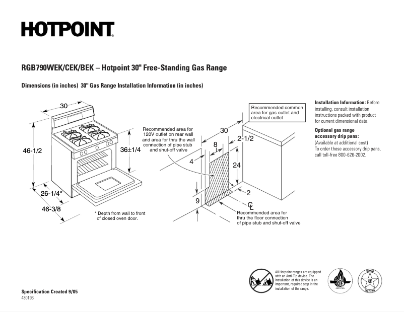 Página 1 del manual Ficha técnica Hotpoint RGB790CEKCC