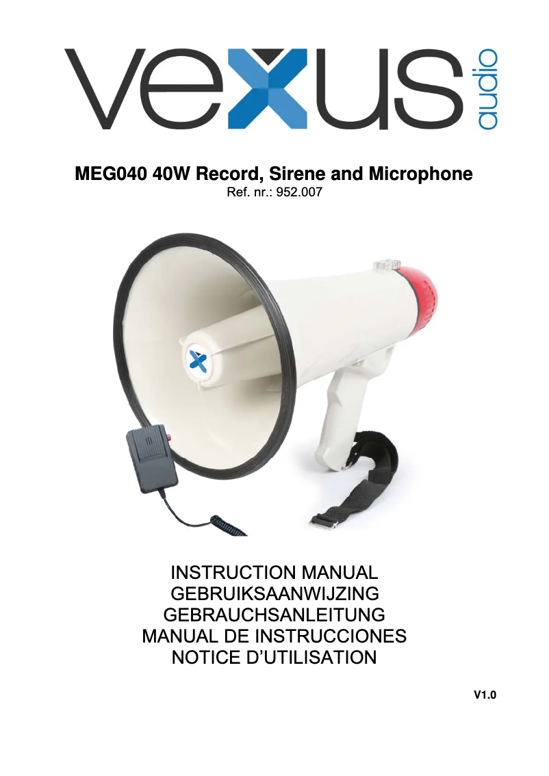 Page 1 de la notice Manuel utilisateur Vexus MEG040