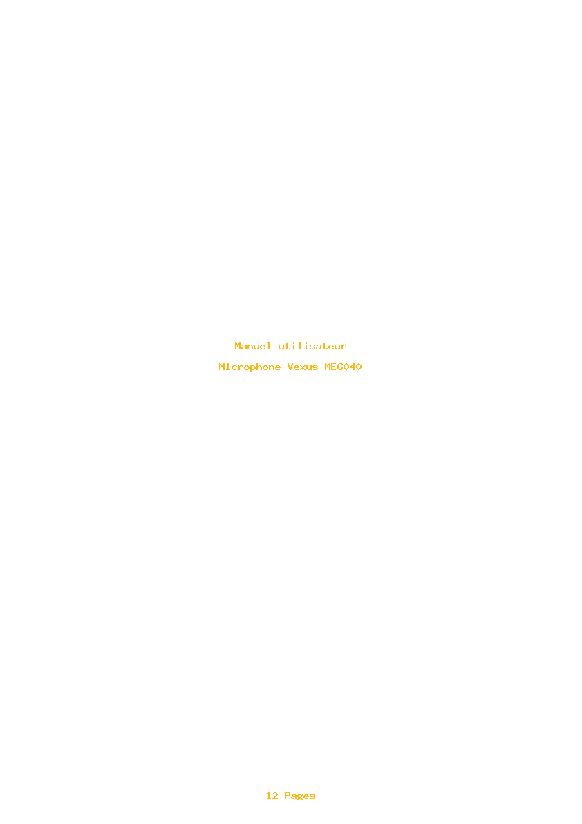 Page 1 de la notice Manuel utilisateur Vexus MEG040
