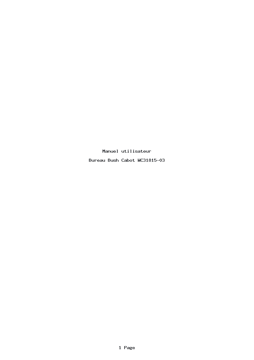 Page 1 de la notice Manuel utilisateur Bush Cabot WC31815-03