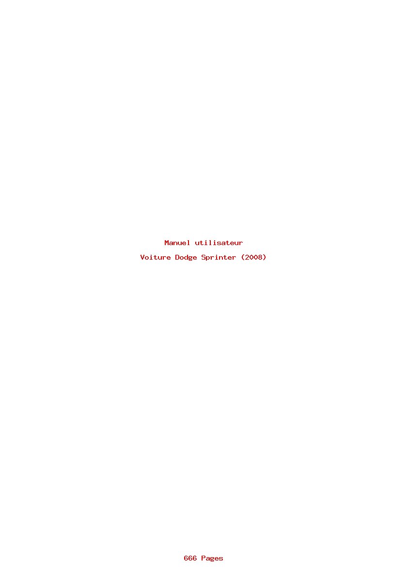 Page 1 de la notice Manuel utilisateur Dodge Sprinter (2008)