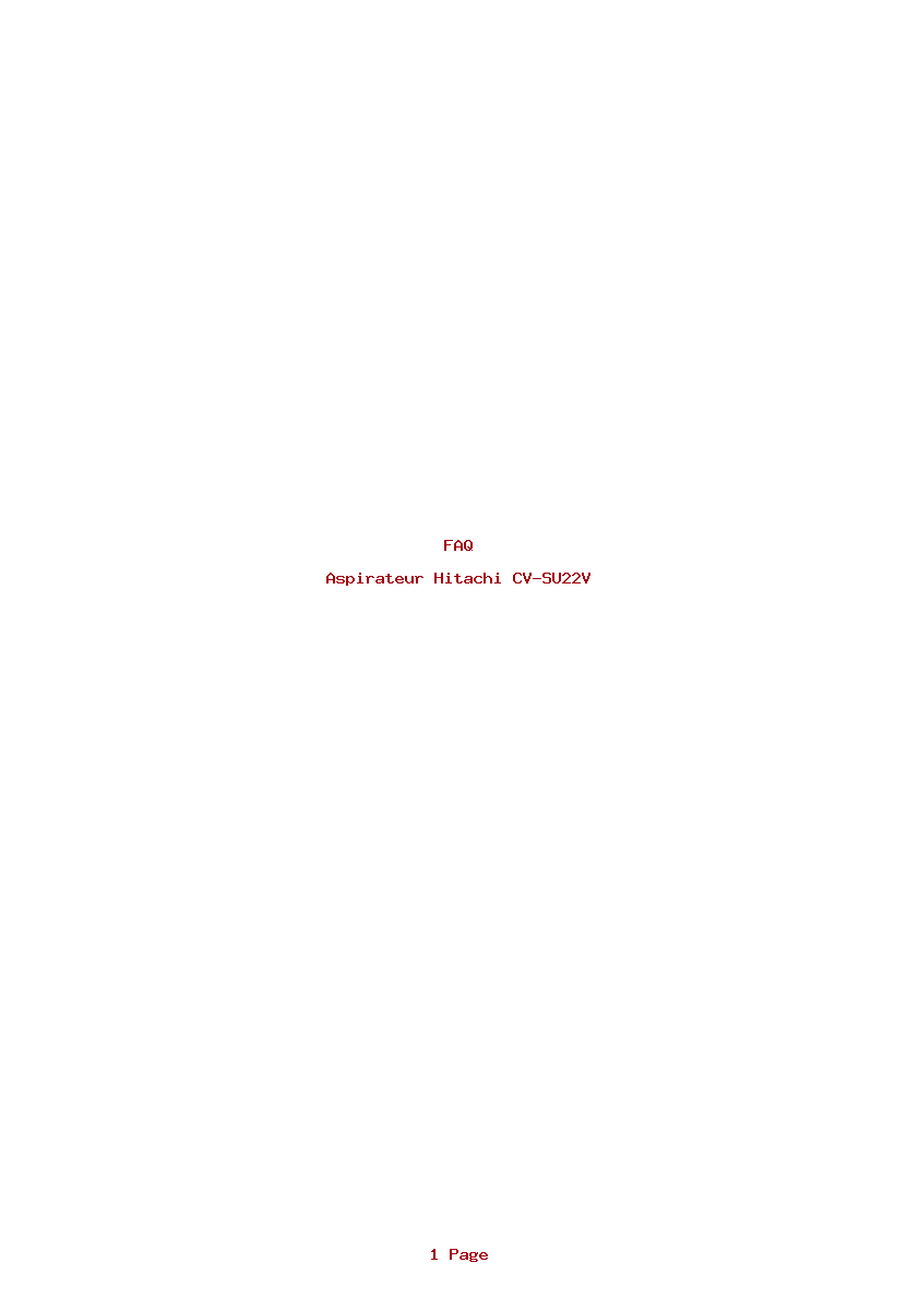 Page 1 de la notice FAQ Hitachi CV-SU22V