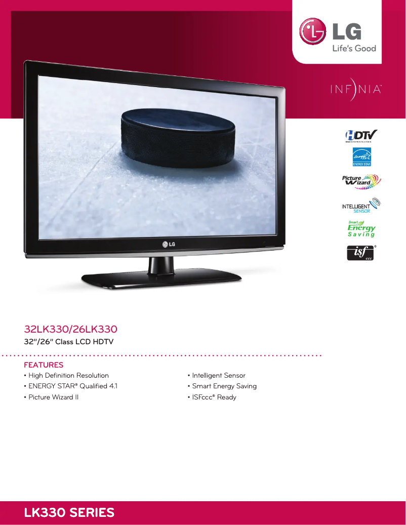 Page 1 de la notice Fiche technique LG 32LK330