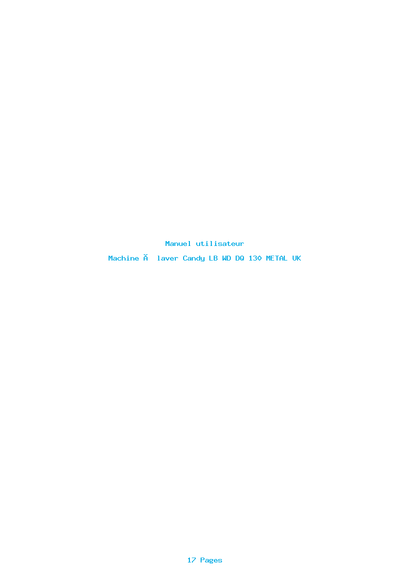 Page 1 de la notice Manuel utilisateur Candy LB WD DQ 130 METAL UK