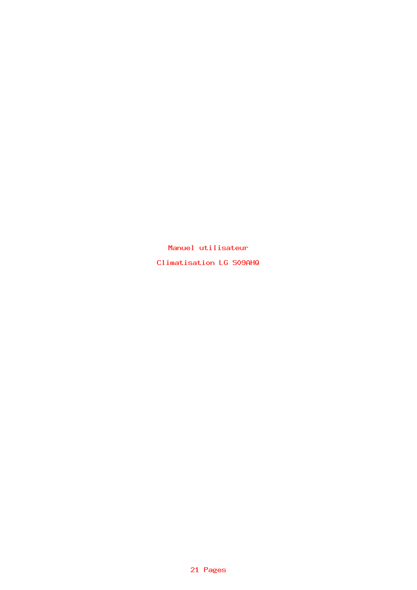 Page 1 de la notice Manuel utilisateur LG S09AHQ