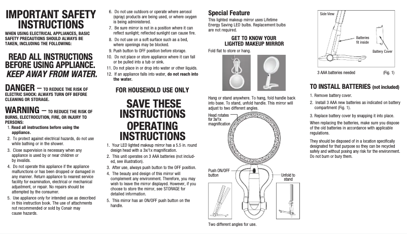 Página 1 del manual Manual de usuario Conair BE52LED-2P