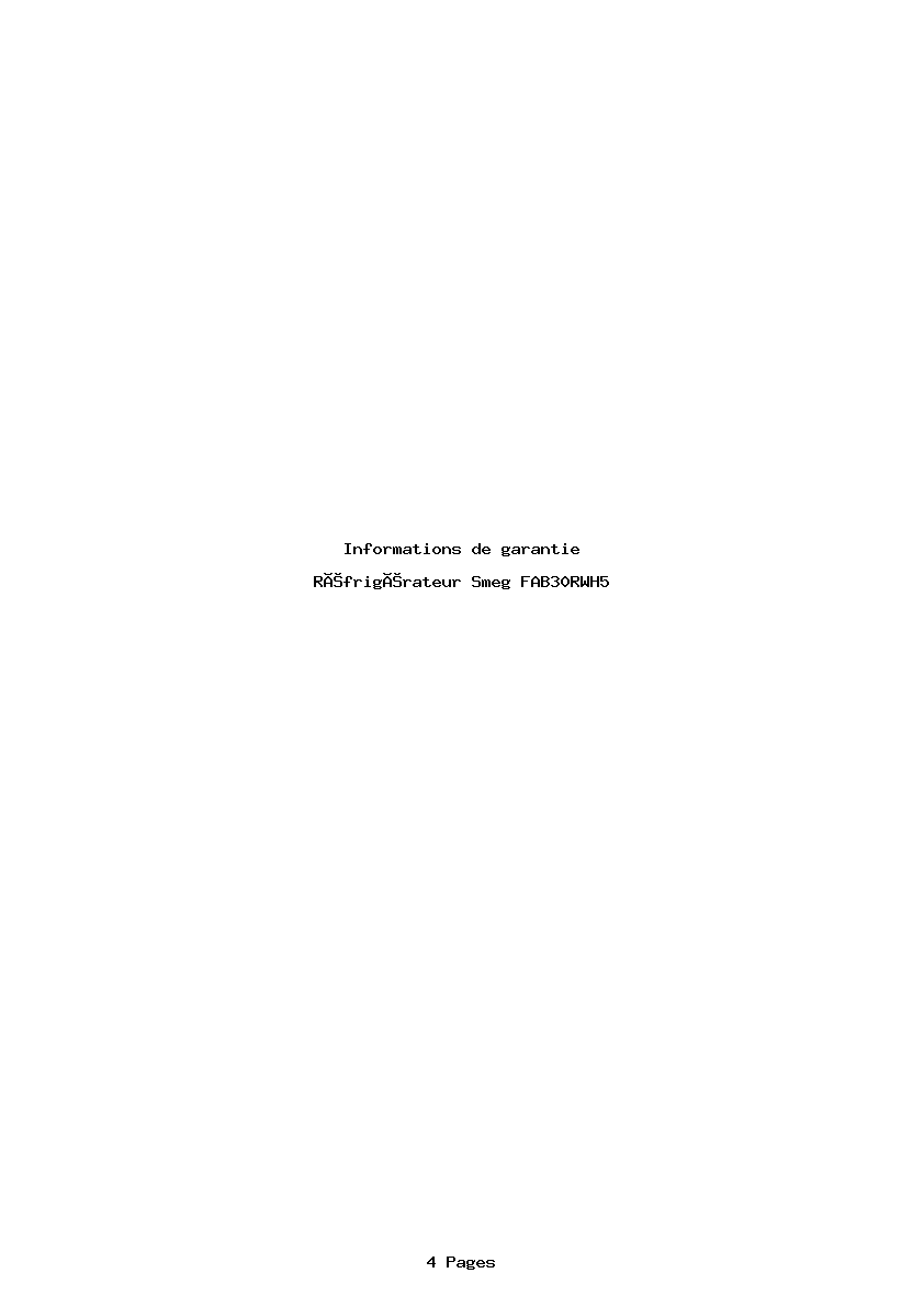 Page 1 de la notice Informations de garantie Smeg FAB30RWH5