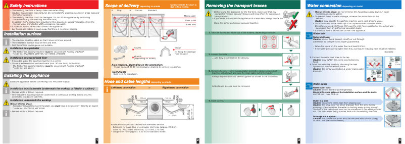 Page 1 de la notice Guide d'installation Siemens WM10E061IL