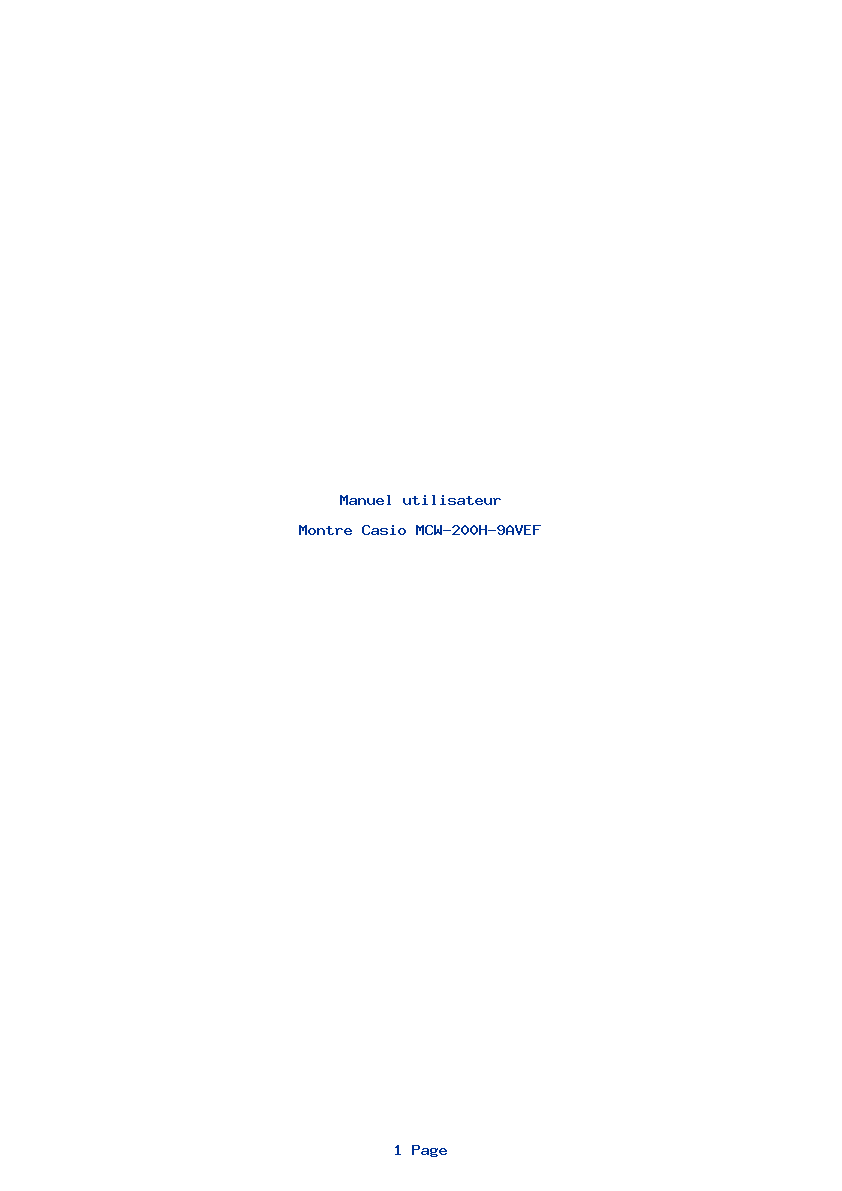 Page 1 de la notice Manuel utilisateur Casio MCW-200H-9AVEF