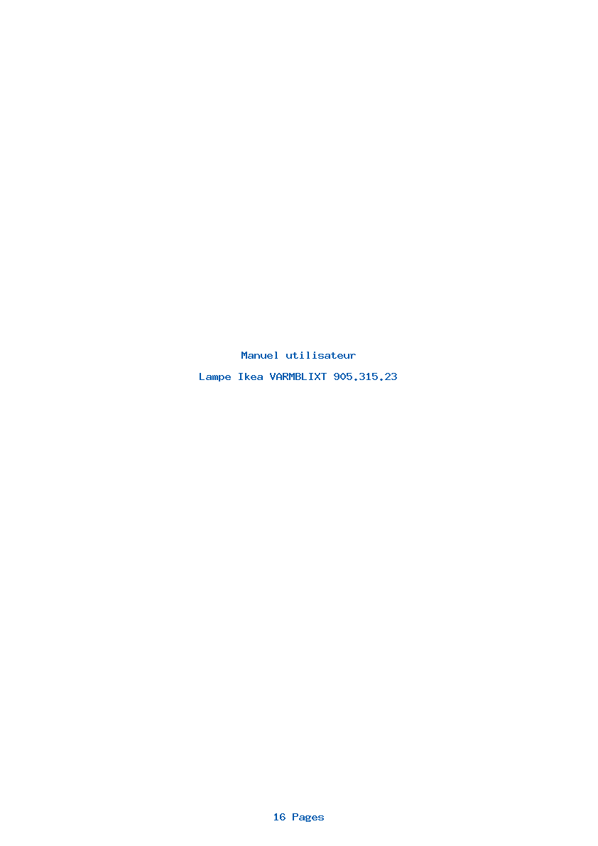 Page 1 de la notice Manuel utilisateur Ikea VARMBLIXT 905.315.23