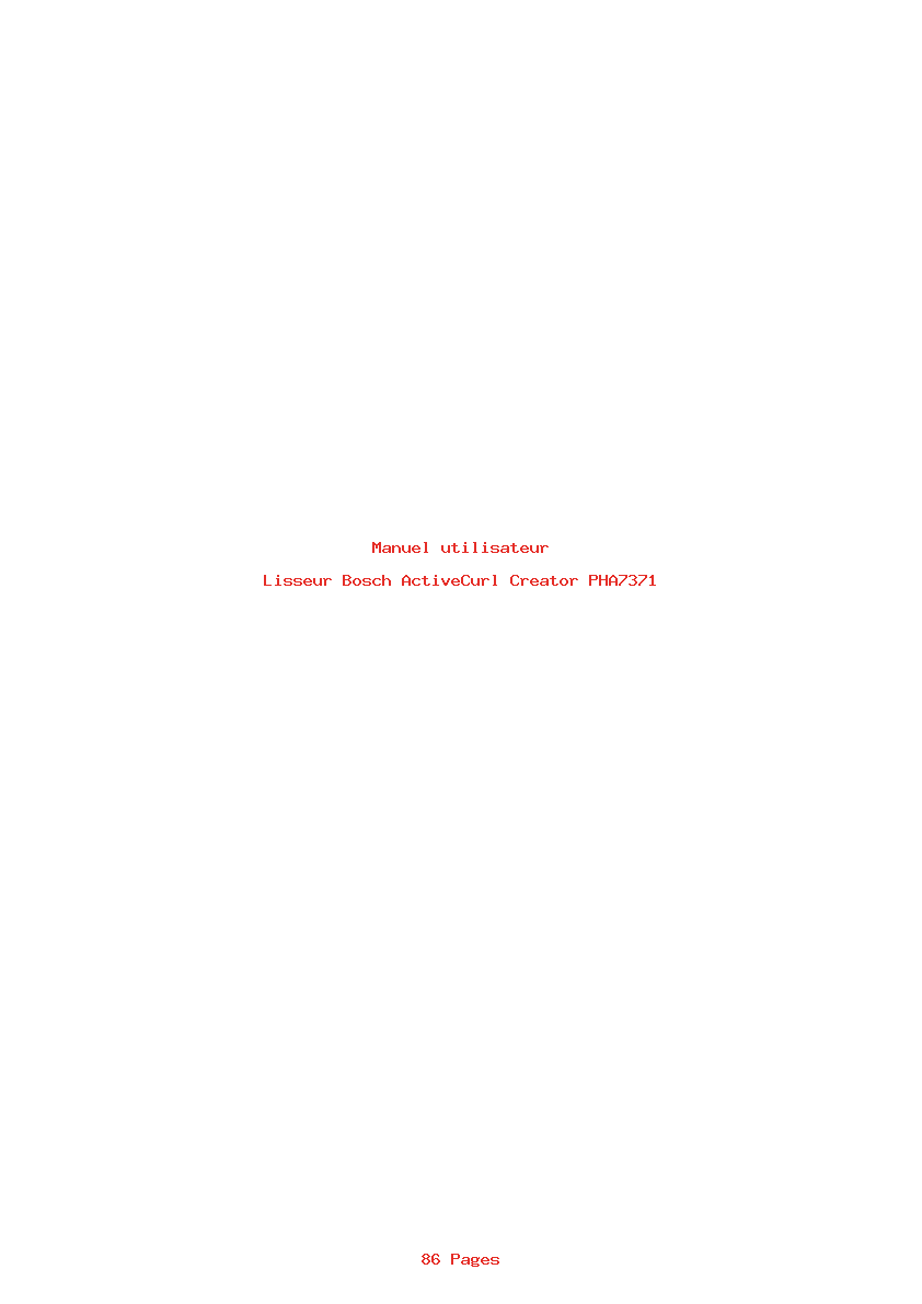 Page 1 de la notice Manuel utilisateur Bosch ActiveCurl Creator PHA7371