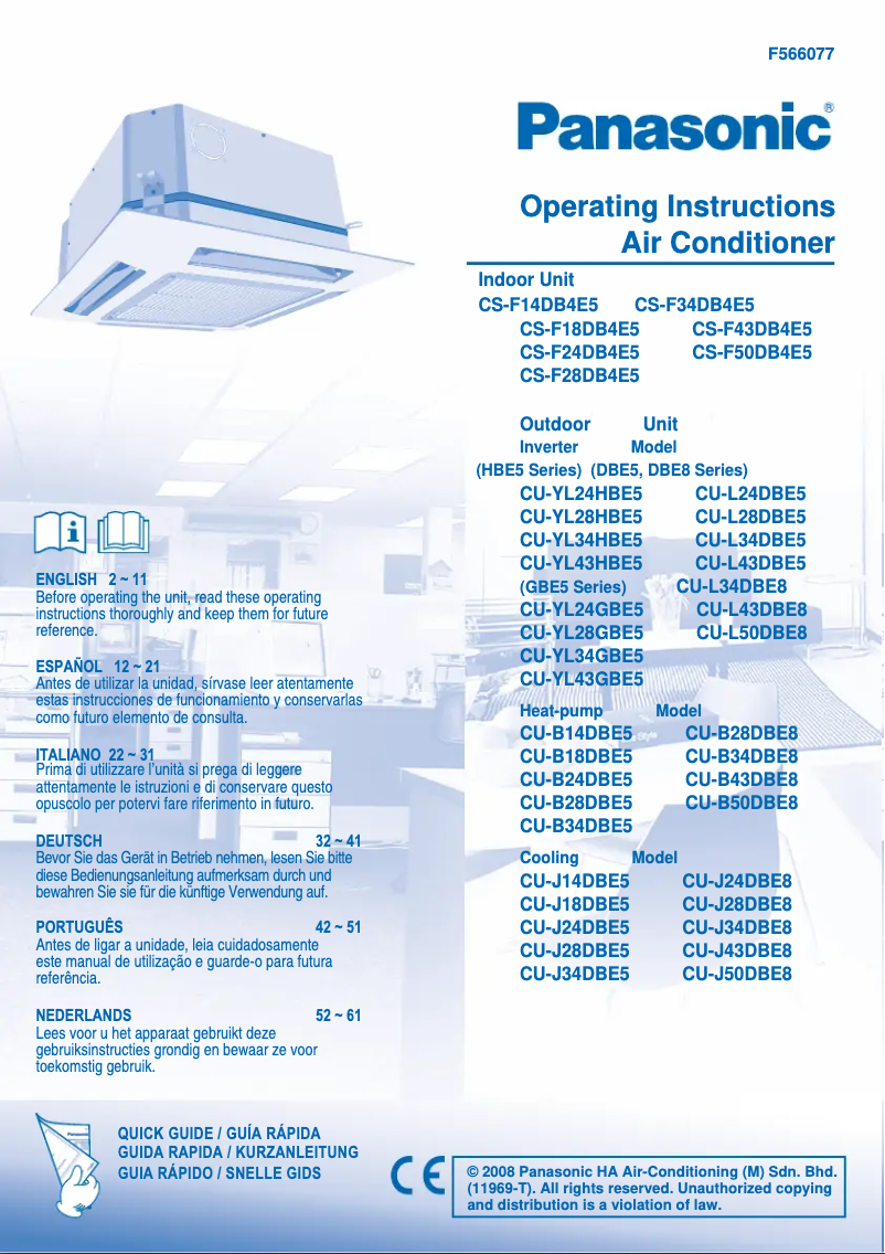 Página 1 del manual Manual de usuario Panasonic CU-L34DBE5