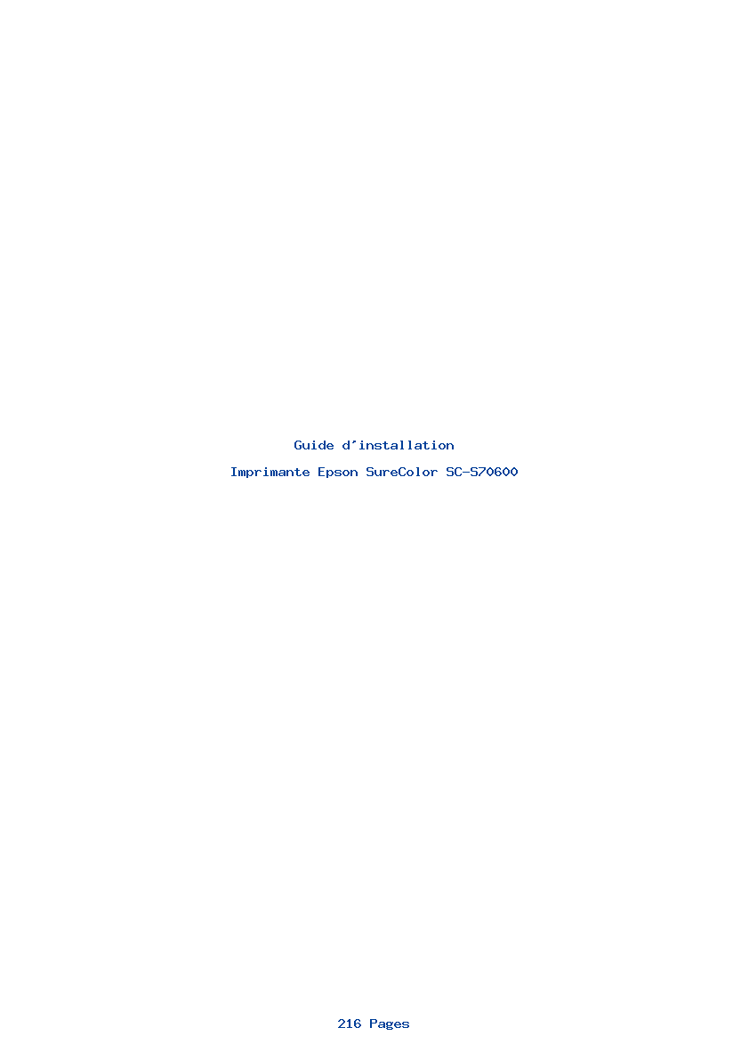 Page 1 de la notice Guide d'installation Epson SureColor SC-S70600