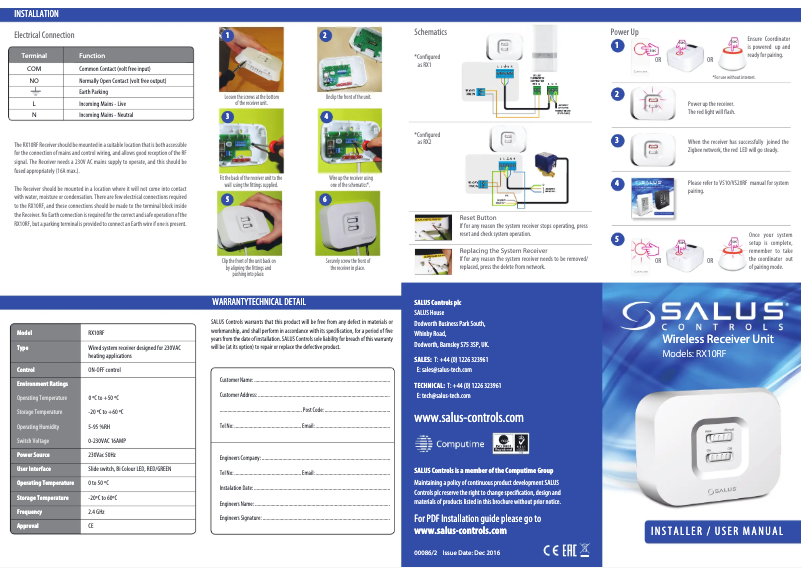 Página 1 del manual Manual de usuario Salus RX10RF